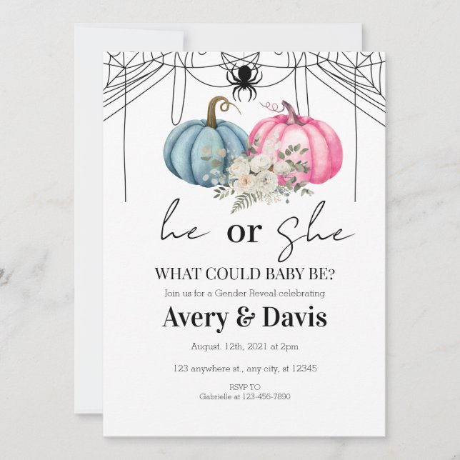 Pumpkin Halloween Gender Reveal  Invitation (Front)