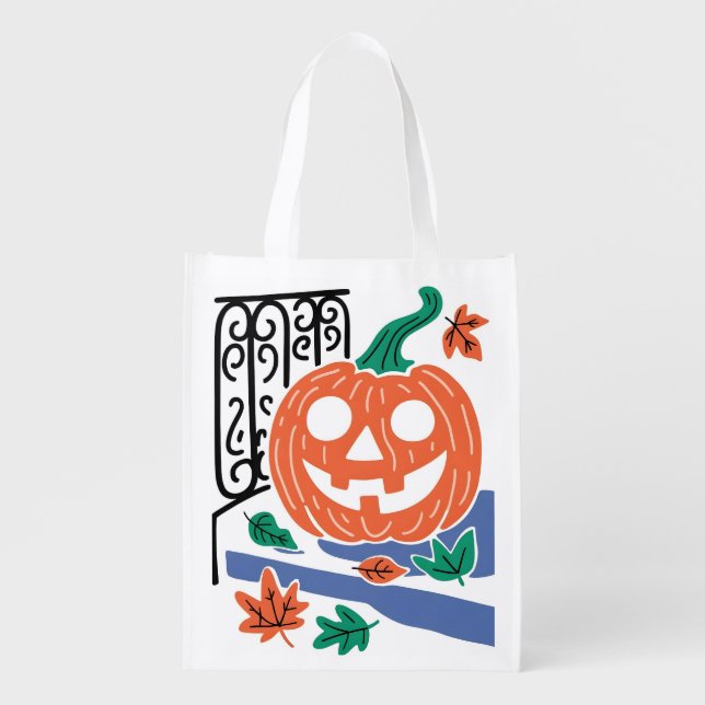 Pumpkin Halloween Grocery Bag (Front)