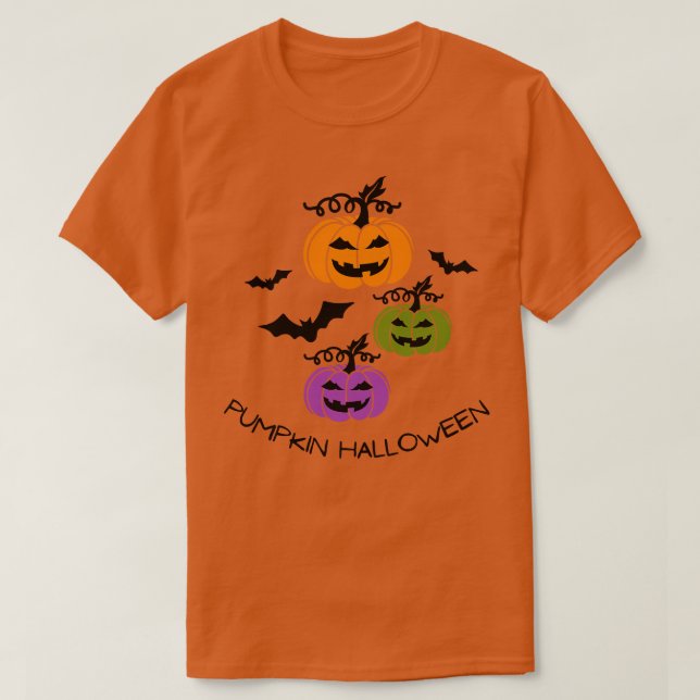 Pumpkin Halloween Happy Fall Season Autumn Vibes H T-Shirt (Design Front)