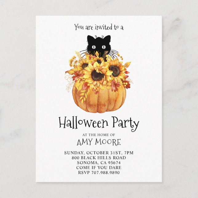 Pumpkin Halloween Invitation Postcard (Front)