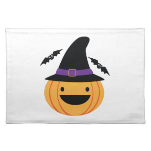 Pumpkin Halloween Jack O Lantern Bat Cloth Placemat