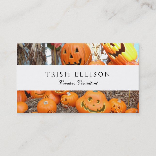 Pumpkin halloween jack o lantern orange pumpkins business card (Front)