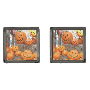 Pumpkin halloween jack o lantern orange pumpkins cufflinks
