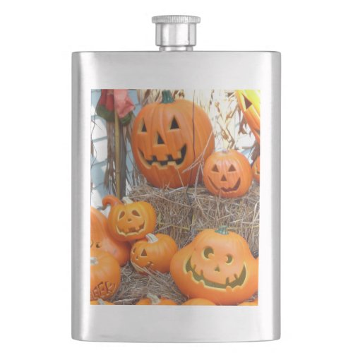Pumpkin halloween jack o lantern orange pumpkins flask