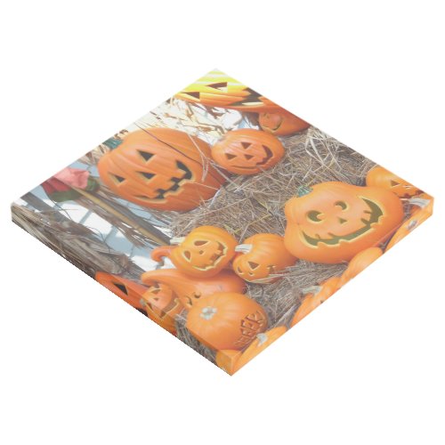 Pumpkin halloween jack o lantern orange pumpkins gallery wrap