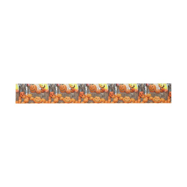 Pumpkin halloween jack o lantern orange pumpkins invitation belly band (Flat)