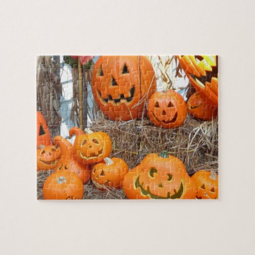 Pumpkin halloween jack o lantern orange pumpkins jigsaw puzzle
