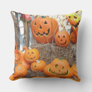 Pumpkin halloween jack o lantern orange pumpkins outdoor pillow