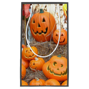 Pumpkin halloween jack o lantern orange pumpkins small gift bag