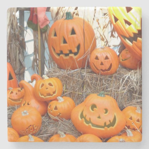 Pumpkin halloween jack o lantern orange pumpkins stone coaster