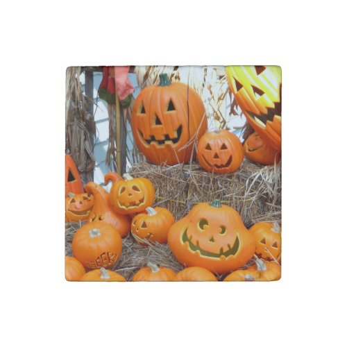 Pumpkin halloween jack o lantern orange pumpkins stone magnet