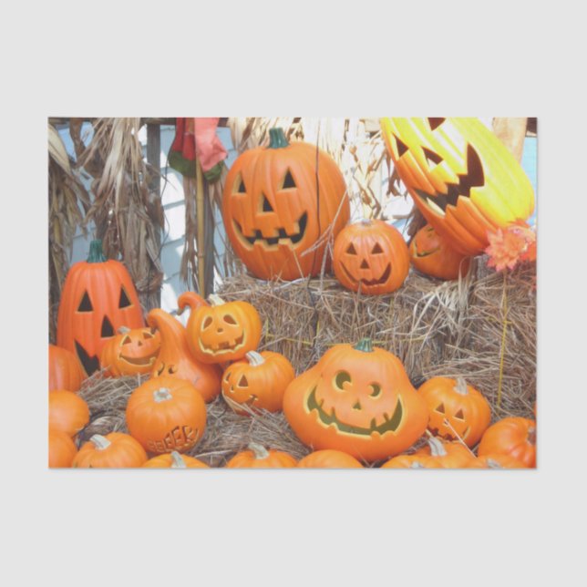 Pumpkin halloween jack o lantern orange pumpkins tissue paper (Front)