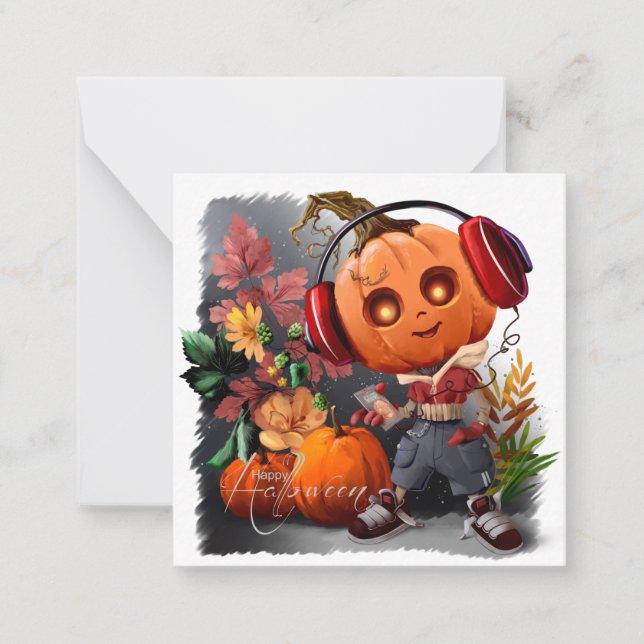 Pumpkin Halloween music lover Note Card (Front)