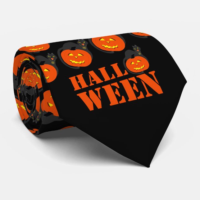 Pumpkin Halloween Neck Tie (Rolled)