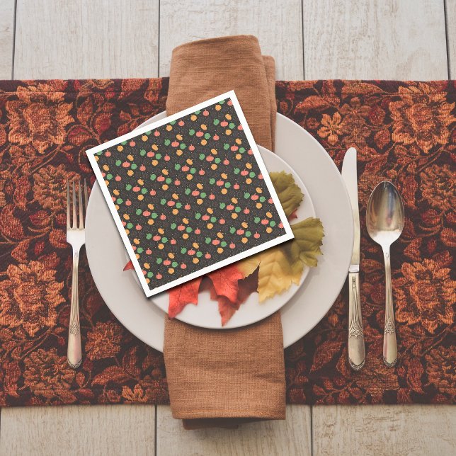 Pumpkin Halloween orange yellow green black Napkins (Creator Uploaded)