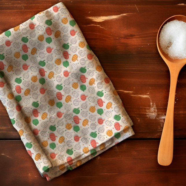 Pumpkin Halloween orange yellow green Kitchen Towel (Creator Uploaded)