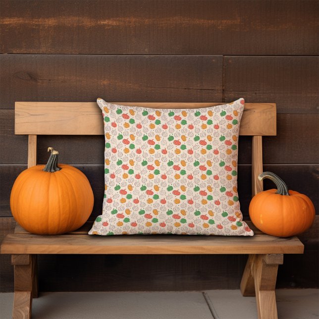 Pumpkin Halloween orange yellow green Throw Pillow (Creator Uploaded)