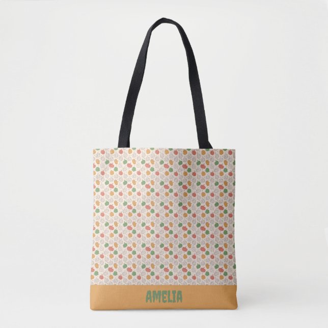 Pumpkin Halloween orange yellow green Tote Bag (Front)