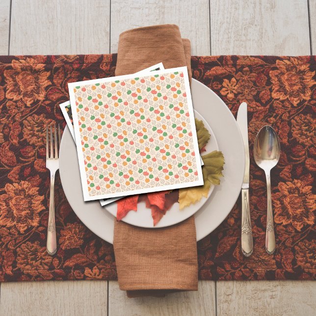 Pumpkin Halloween orange yellow green white Napkins (Creator Uploaded)