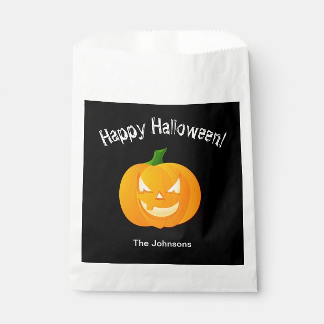 Pumpkin Halloween Party Favor Treat Bags (Front)
