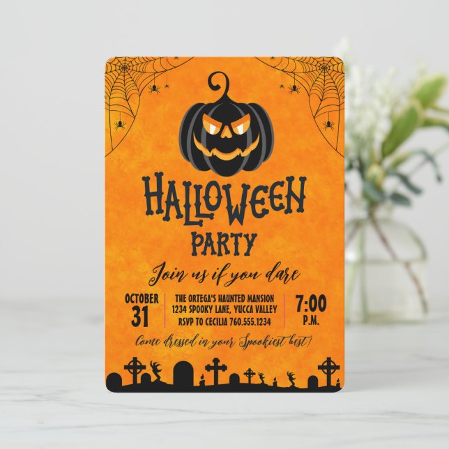 Pumpkin Halloween Party Invitation (Standing Front)