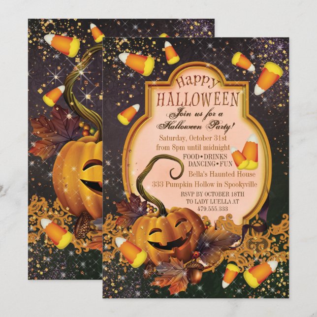 PUMPKIN HALLOWEEN PARTY INVITATION (Front/Back)