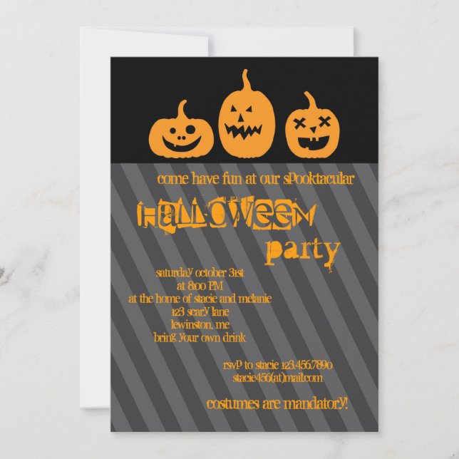 Pumpkin Halloween Party Invitation (Front)