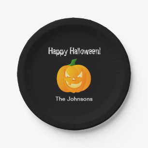 Pumpkin Halloween Party Paper Plates