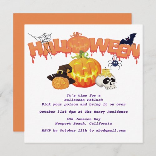 Pumpkin Halloween Putlock Invitation