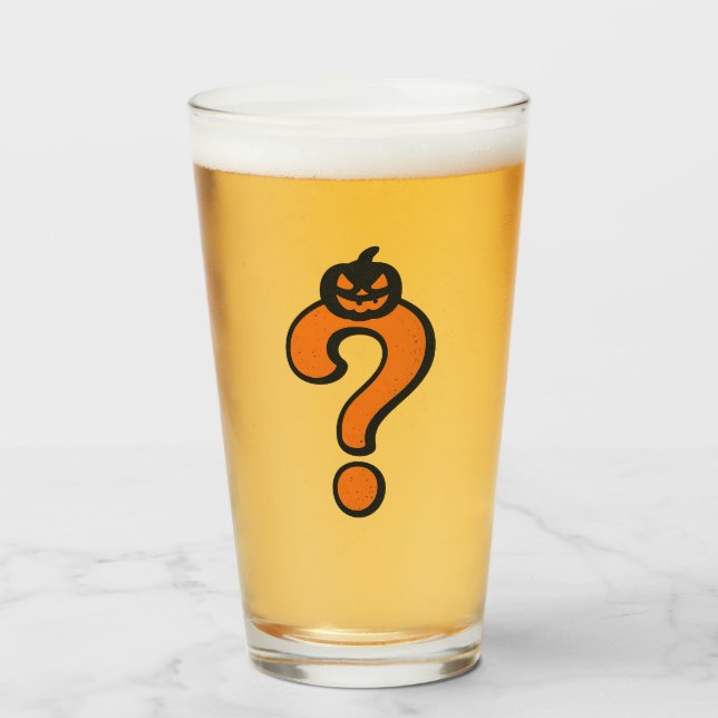 Pumpkin Halloween Question Mark Glass (Front Filled)