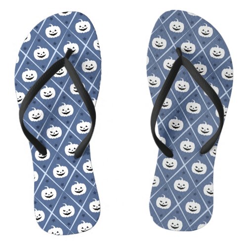 Pumpkin Halloween Seamless Pattern Flip Flops