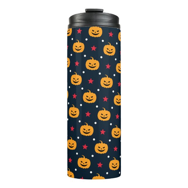 Pumpkin Halloween Seamless Pattern Thermal Tumbler (Front)