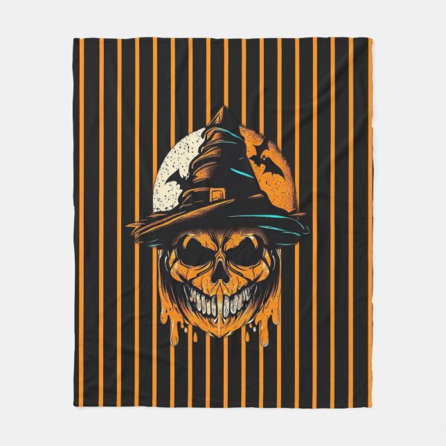 pumpkin/Halloween/skull/spooky  Fleece Blanket (Front)