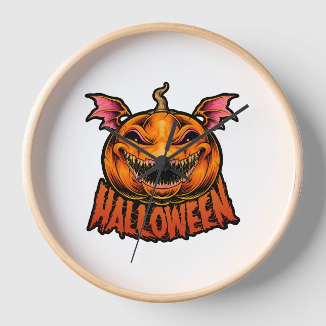 pumpkin halloween t shirt halloween clock (Front)