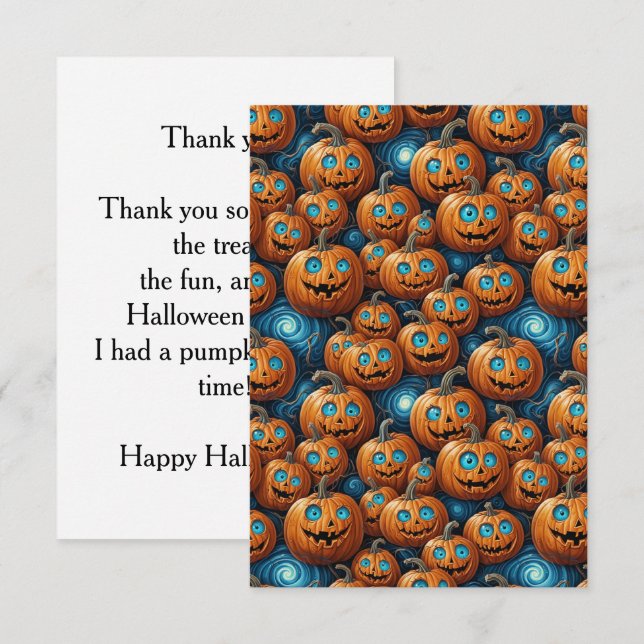 Pumpkin Halloween Thank You Card (Front/Back)