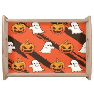 Pumpkin Halloween theme, seamless pattern. Serving Tray