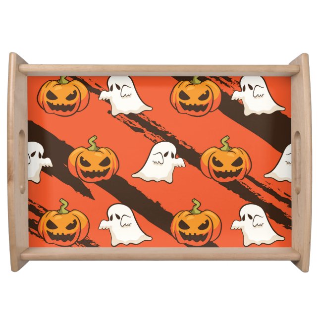 Pumpkin Halloween theme, seamless pattern. Serving Tray (Front)