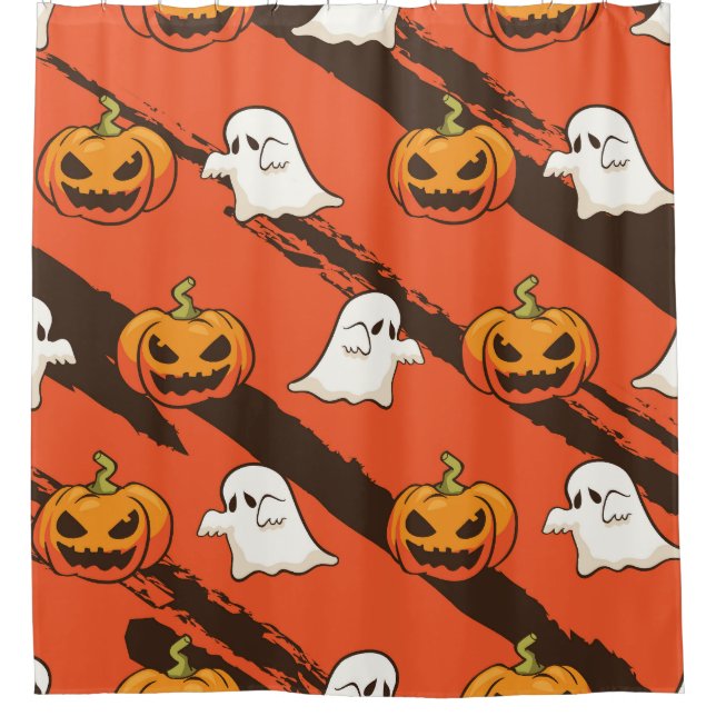 Pumpkin Halloween theme, seamless pattern. Shower Curtain (Front)