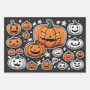 Pumpkin halloween wrapping paper sheets