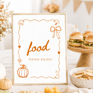 Pumpkin Hand Drawn Doodle Baby Shower Food Sign