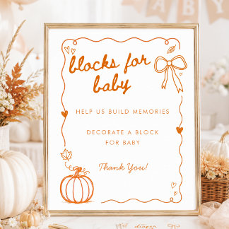 Pumpkin Hand Drawn Doodle Blocks For Baby Sign