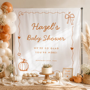 Pumpkin Hand Drawn Dooodle Baby Shower Backdrop