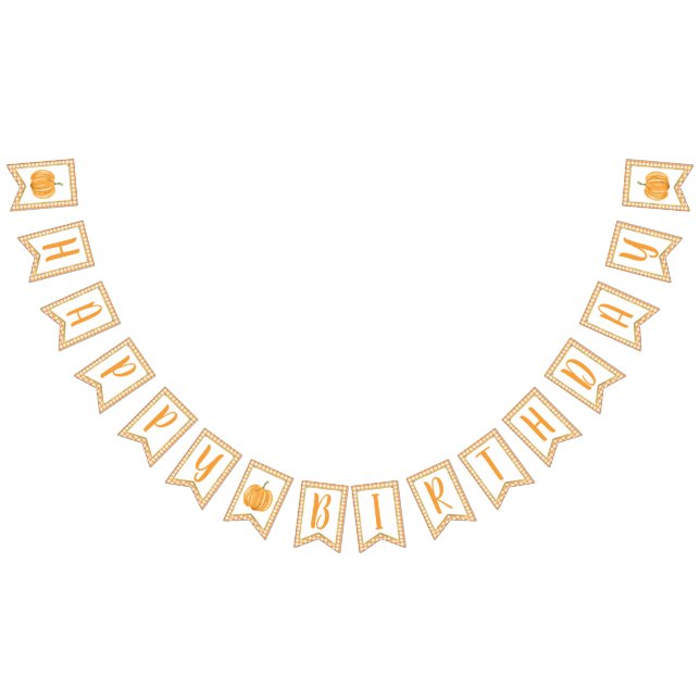 Pumpkin Happy Birthday Banner Boy - Orange Plaid (All)