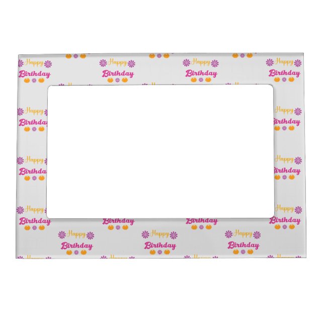 Pumpkin Happy Birthday Magnetic Frame (Front)