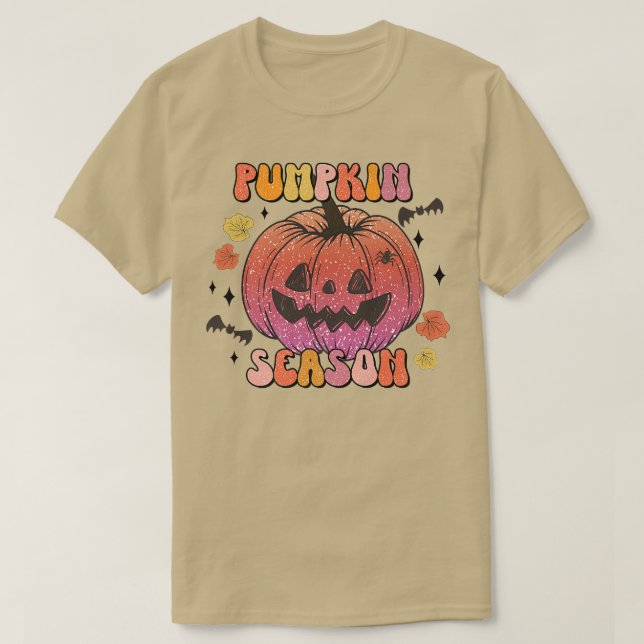 Pumpkin Happy Face Pumpkin Season Retro Fall  T-Shirt (Design Front)