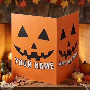 Pumpkin Happy Halloween Name & Custom Text Big Card