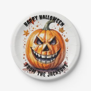 pumpkin happy Halloween party Paper Plates
