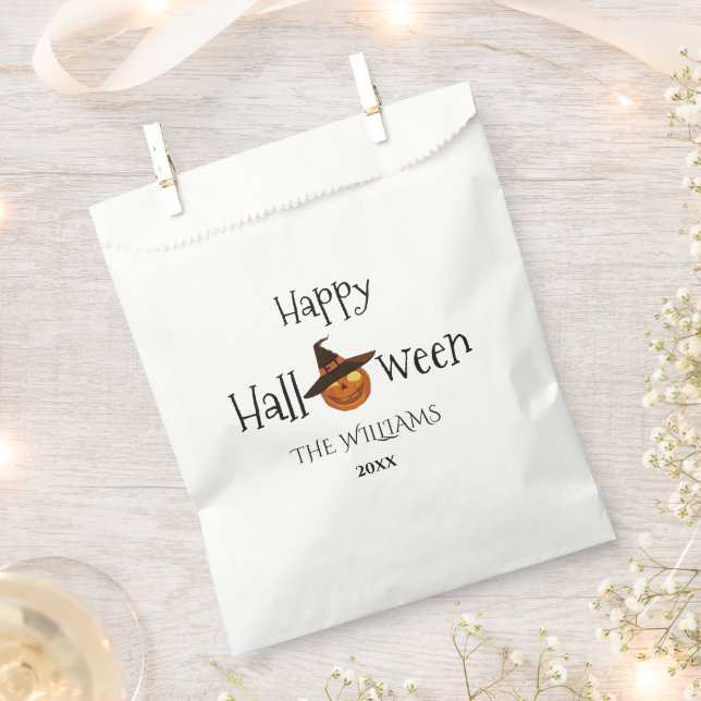  Pumpkin Happy Halloween Personalized  Favor Bag (Clipped)
