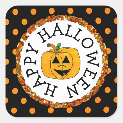 Pumpkin Happy Halloween square Stickers