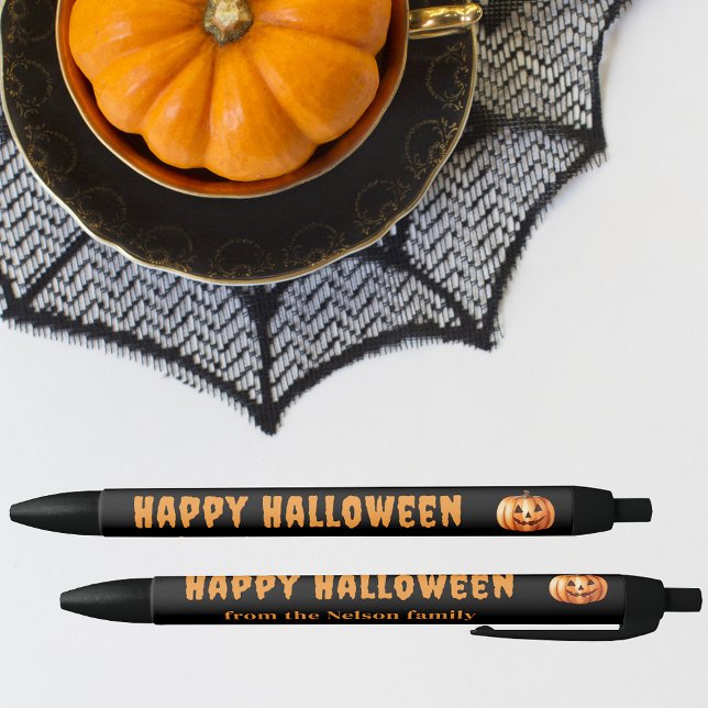 Pumpkin Happy Halloween Treat Personalized Pen (🎃 Scribble in Style: Personalized Pumpkin Charm Pen! 🍬)